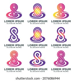 set of abstract business S letter infinity logo design vector