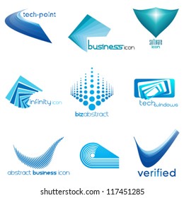 set of abstract business & technology icons, logo set