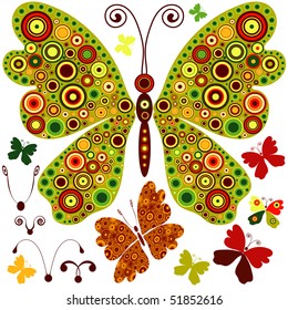 Set abstract butterflies for design on white (vector)