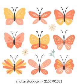Set of abstract butterflies. Summer vector illustration