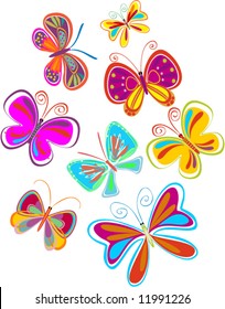 set of abstract butterflies - vector