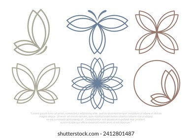 Set of abstract butterfly logo design . Butterfly line drawing . vector illustration