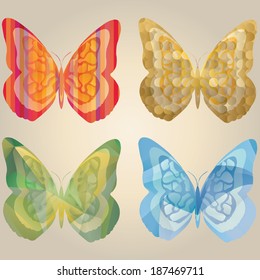 Set of abstract butterfly. Vector illustration. 
