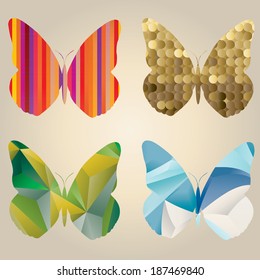 Set of abstract butterfly. Vector illustration. 