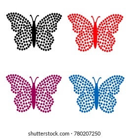 A set abstract butterflys on a white background. Vector illustration.