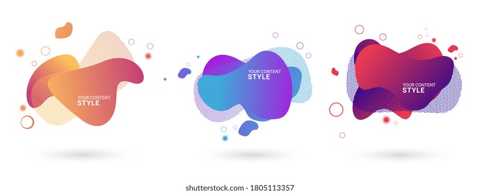 Set of abstract buttons, color set modern abstract elements.  Gradient abstract banners design with purple, blue, yellow. Template for the design of buttons, brochures or presentation. illustrations.