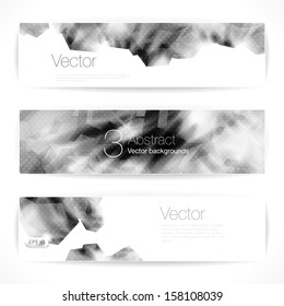 Set of abstract b&w vector banners. 