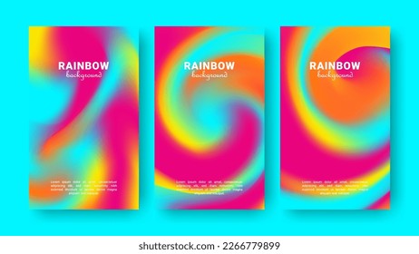 Set of Abstract Candy Rainbow Gradient isolated on Aqua Background for Flyer, Banner, Feed, etc. High Quality Vector Illustration