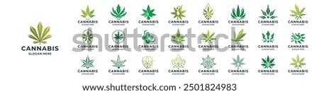 set of abstract cannabis logo. Abstract cannabis hemp leaf icon set inspiration, perfect logotype for company or brand.