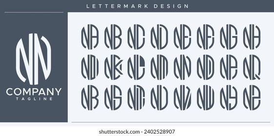 Set of abstract capsule letter N NN logo design