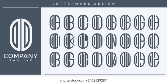 Set of abstract capsule letter O OO logo, number 0 00