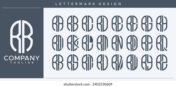 Set of abstract capsule letter R RR logo design