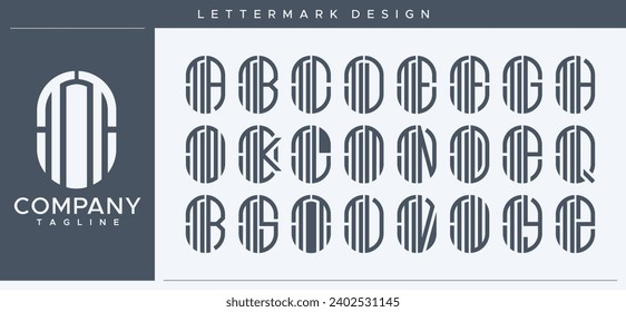 Set of abstract capsule letter T TT logo design