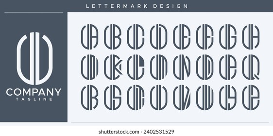 Set of abstract capsule letter U UU logo design