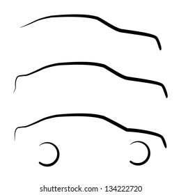 Set of abstract car outline silhouettes