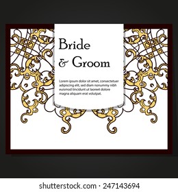 Set abstract card, card or invitation with Islam, Arabic, Indian, ottoman motifs.