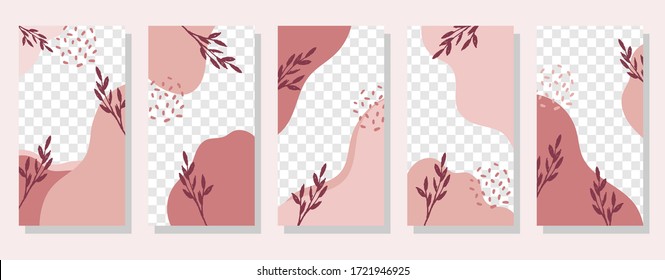 Set of abstract card in minimal style with copy space for text and photo - design templates for social media stories and bloggers. Vector