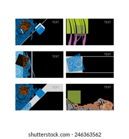 Set abstract card. Template graphics card for the application of different informative data on a black background.