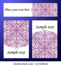 Set abstract card, vector background, card or invitation with Islam, Arabic, Indian, ottoman motifs.