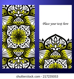 Set abstract card, vector background, card or invitation with Islam, Arabic, Indian, ottoman motifs.