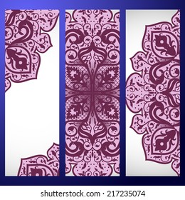 Set abstract card, vector background, card or invitation with Islam, Arabic, Indian, ottoman motifs.