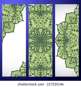 Set abstract card, vector background, card or invitation with Islam, Arabic, Indian, ottoman motifs.