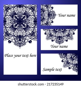 Set abstract card, vector background, card or invitation with Islam, Arabic, Indian, ottoman motifs.
