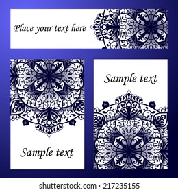 Set abstract card, vector background, card or invitation with Islam, Arabic, Indian, ottoman motifs.