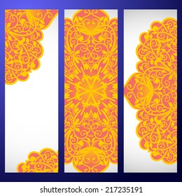 Set abstract card, vector background, card or invitation with Islam, Arabic, Indian, ottoman motifs.