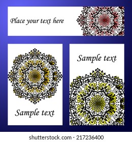 Set abstract card, vector background, card or invitation with Islam, Arabic, Indian, ottoman motifs.