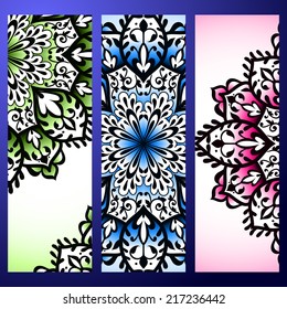 Set abstract card, vector background, card or invitation with Islam, Arabic, Indian, ottoman motifs.