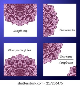 Set abstract card, vector background, card or invitation with Islam, Arabic, Indian, ottoman motifs.