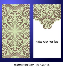Set abstract card, vector background, card or invitation with Islam, Arabic, Indian, ottoman motifs.
