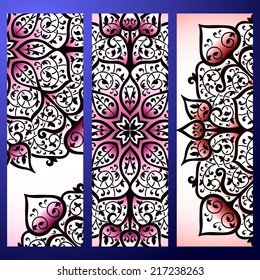 Set abstract card, vector background, card or invitation with Islam, Arabic, Indian, ottoman motifs.