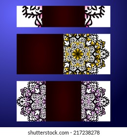 Set abstract card, vector background, card or invitation with Islam, Arabic, Indian, ottoman motifs.