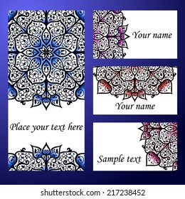Set abstract card, vector background, card or invitation with Islam, Arabic, Indian, ottoman motifs.