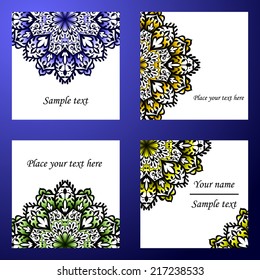 Set abstract card, vector background, card or invitation with Islam, Arabic, Indian, ottoman motifs.