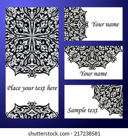 Set abstract card, vector background, card or invitation with Islam, Arabic, Indian, ottoman motifs.