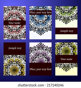 Set abstract card, vector background, card or invitation with Islam, Arabic, Indian, ottoman motifs.