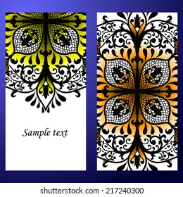 Set abstract card, vector background, card or invitation with Islam, Arabic, Indian, ottoman motifs.