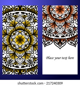 Set abstract card, vector background, card or invitation with Islam, Arabic, Indian, ottoman motifs.