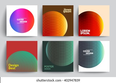 Set of Abstract Cards with Colorful Circles. Applicable for Covers, Placards, Posters, Flyers and Banner Designs.