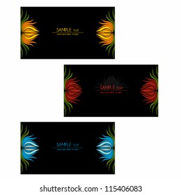 Set of abstract cards with flowers colorful elements