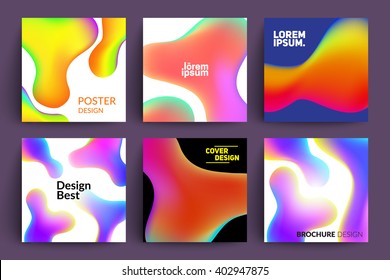 Set of Abstract Cards with Fluid Colors. Applicable for Covers, Placards, Posters, Flyers and Banner Designs.