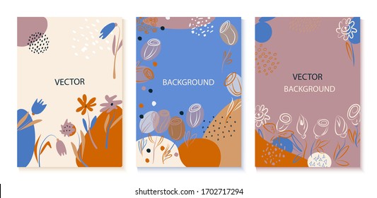 
Satz abstrakter Karten mit handgezeichneten Doodles. Handgezeichnete Blumen .Vektorillustration-Illustration für Grußkarten, Einladungen und Broschüren.