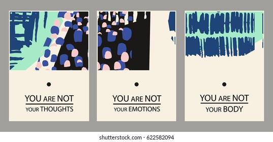 Set of abstract cards. Hand drawn vector textures.