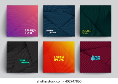 Set of Abstract Cards with Layers Overlap. Applicable for Covers, Placards, Posters, Flyers and Banner Designs.