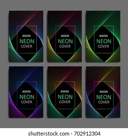 Set of Abstract Cards with Liquid Lines. Usable for Covers, Brochures, Layouts, Placards, Posters, Leaflets and Banner Designs. Vector Abstract Minimal Backgrounds.