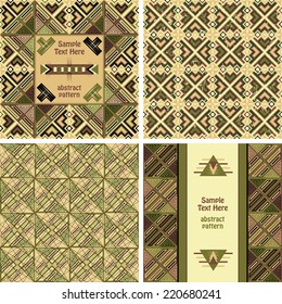 Set of abstract cards and patterns, retro colors. Geometric pattern    