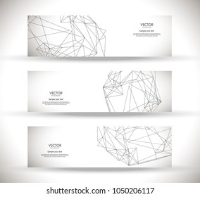 Set of abstract cards with polygon line shapes on the white background. Vector illustration.